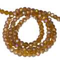 Glass bead string, faceted, rondelle, 3x5mm, amber AB, 40cm