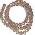 Glass bead string, faceted, rondelle, 5x7mm, champagne AB, 40cm