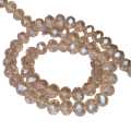 Glass bead string, faceted, rondelle, 6x8mm, champagne AB, 40cm
