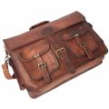 Leather Messenger 4 Pocket Bag- 15"