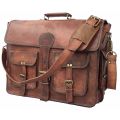 Leather Messenger 4 Pocket Bag- 15"