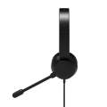 Port Connect USB Headset 1.8m Cable with Mic and Padded/Soft Cushions Black