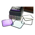 Large set of various color glass filters heavy box 120x120mm quality