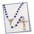 Rosary in Royal Blue faux Glass Pearls