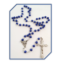 Rosary in Royal Blue faux Glass Pearls