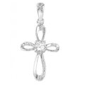 2cm Sterling Silver Ribbon Cross with Cubic Zirconia in centre