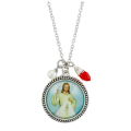 Divine Mercy Pendant with Bead Drops Necklace - 55cm chain