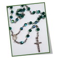 May Birthstone - Genuine Preciosa Crystal Rosary set in Stainless Steel - Emerald AB