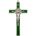10.5cm St Benedict Crucifix - Green Inlay