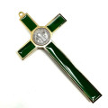 10.5cm St Benedict Crucifix - Green Inlay
