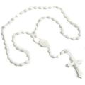 White plastic cord rosary (glow)