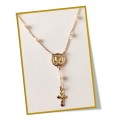 18kt Gold Filled St Benedict Pearl Rosary
