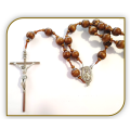 Large medium brown Wood Wall Rosary - 15mm Bead