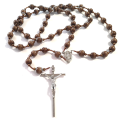 Large medium brown Wood Wall Rosary - 15mm Bead