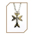 Two Tone Pectoral Cross with Diamante on 70cm Chain