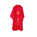 Red Chasuble with Heart of Jesus in golds and projecting Rays
