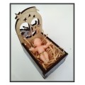 Minature Wood Crib with baby Jesus