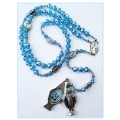 Miraculous Medal Rosary - Limited Edition - Blue Austrian Crystal Glass with MM mystery beads