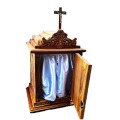 Ornate Solid Kiaat Wood Tabernacle with Sacred Heart Relief
