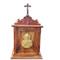 Ornate Solid Kiaat Wood Tabernacle with Sacred Heart Relief