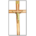2meter Kiaat & Beechwood Crucifix with Gold Corpus