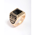 Pectoral Ring - Engraved Black Square Stone