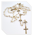 White & Gold Diamante' Angel Rosary