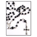 Black Austrian Glass Crystal Mini Rosary with Diamante Cross - Limited Edition