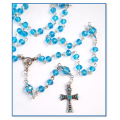 Sky Blue Mini Austrian Glass Crystal Rosary with Diamante' Cross - Limited Edition