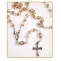Golden Mini Rosary - Austrian Crystal Glass with Diamante' Cross - Limited Edition