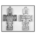 St Michael Archangel Silver Toned Orthodox Cross Pendant / Crucifixion - 5.5cm Nickel plated