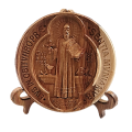 St Benedict Wooden Plaque with Stand