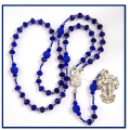 Stunning Royal Blue Austrian Crystal Glass Rosary with Royal blue Crystal Studded Mysteries