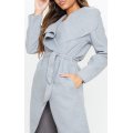 PRETTY LITTLE THING - Veronica Silvery Grey Oversized Waterfall Belted Coat