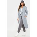 PRETTY LITTLE THING - Veronica Silvery Grey Oversized Waterfall Belted Coat