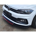 VW Polo AW 2018+ 4pc Gloss Black Front Spoiler with red lip
