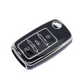 Gloss Black &amp; Silver TPU Key Cover for VW 3 Button
