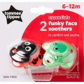 Tommee Tippee - Essential Basics Funky Face Soother (2 Pack) (6-12 Months)