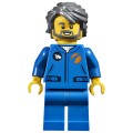 Astronaut - Male, Blue Jumpsuit, Dark Bluish Gray Hair and Full Angular - Original Lego Minifigures