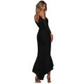 Black Lace Cold Shoulder Elegant Mermaid Party Dress - Black / (US 12-14)L