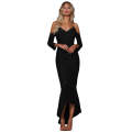 Black Lace Cold Shoulder Elegant Mermaid Party Dress - Black / (US 12-14)L