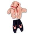 Newborn Pink Fluffy Zip-Up Hoodie and Navy Tracksuit Pants Set - Ackermans