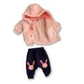 Newborn Pink Fluffy Zip-Up Hoodie and Navy Tracksuit Pants Set - Ackermans
