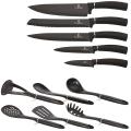 Berlinger Haus 12 Pieces Knife and Kitchen Utensil Set with Stand - Black Silver (DISPLAY MODEL)