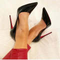 Red bottom stiletto Heel Pumps - BLACK / 4