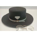 Flat-Top Wide Straw Leather Buckle Hat