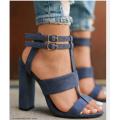 Ankle Strap Gladiator Heel Flock Shoes - GREEN / 6
