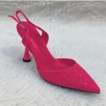 Rhinestone Pointed Toe Sandals - ROSE RED / 7
