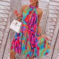 Pleated Multi-Color Sleeveless Dress