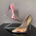 Snake Pattern High Heel Shoes - ROSE GOLD / 6